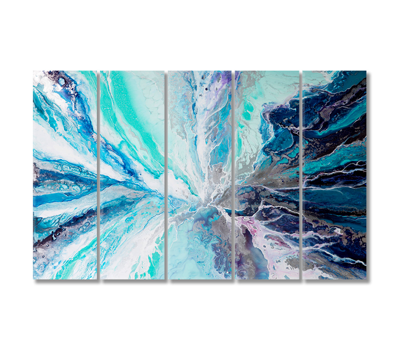 Stunning Light Blue and Dark Blue Abstract Marble Shapes Canvas Print-Canvas Print-CetArt-5 Panels-36x24 inches-CetArt