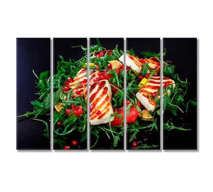 Salad with Grilled Halloumi and Arugula Canvas Print-Canvas Print-CetArt-5 Panels-36x24 inches-CetArt