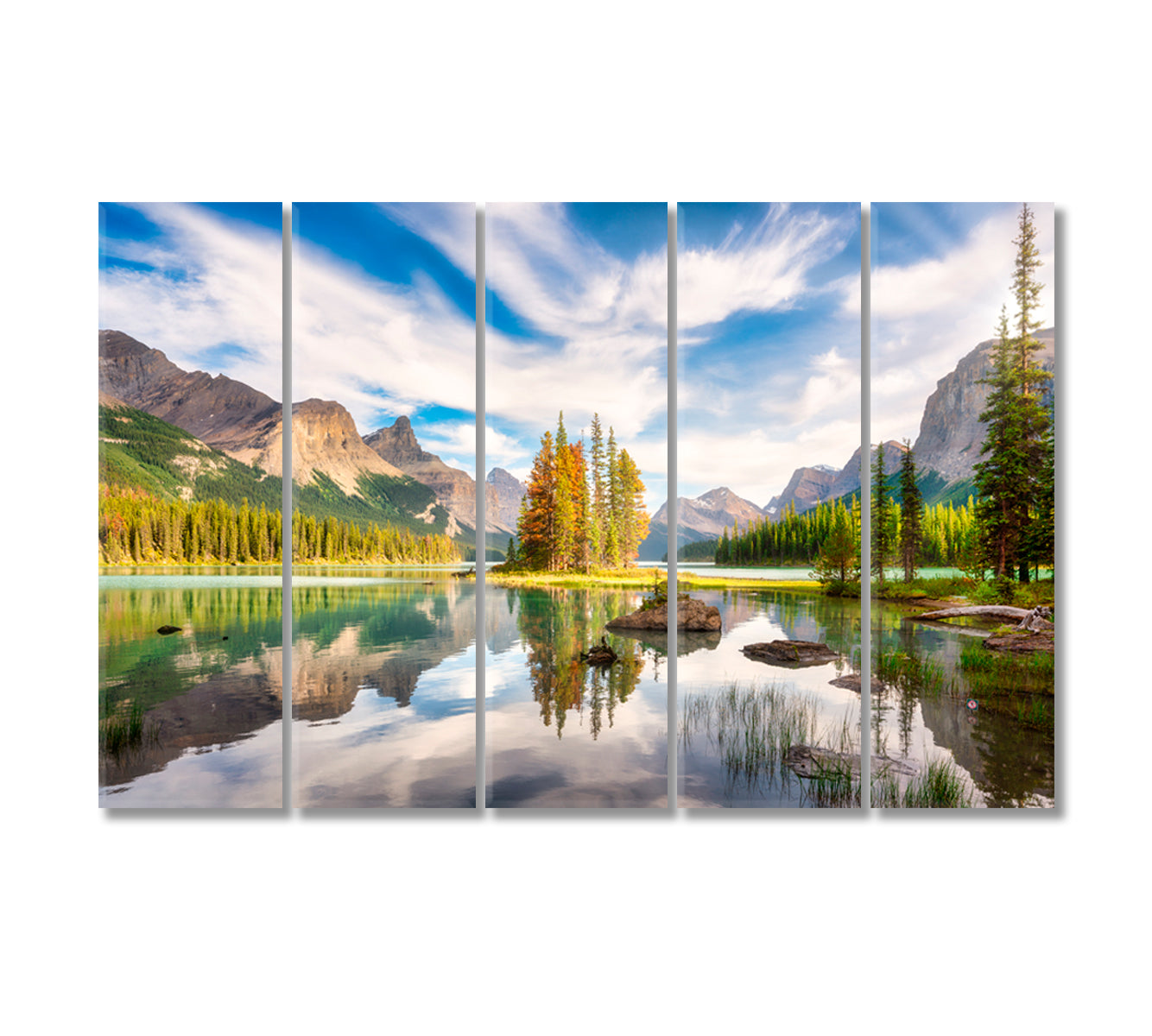 Spirit Island Maligne Lake Jasper National Park Canada Canvas Print-Canvas Print-CetArt-5 Panels-36x24 inches-CetArt
