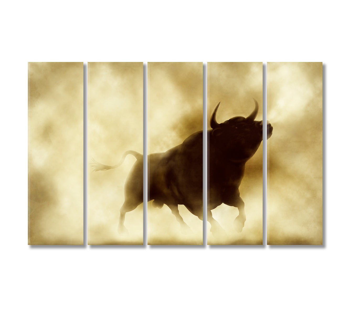 Angry Bull Silhouette in Smoke Canvas Print-Canvas Print-CetArt-5 Panels-36x24 inches-CetArt