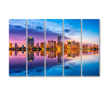 Downtown Miami United States Canvas Print-Canvas Print-CetArt-5 Panels-36x24 inches-CetArt