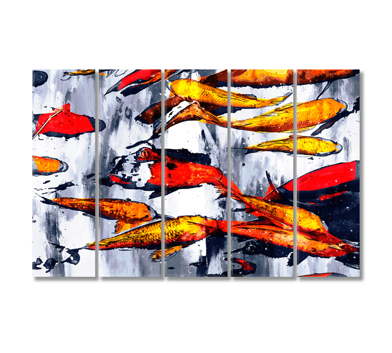 Abstract Carp Fish Canvas Print-Canvas Print-CetArt-5 Panels-36x24 inches-CetArt