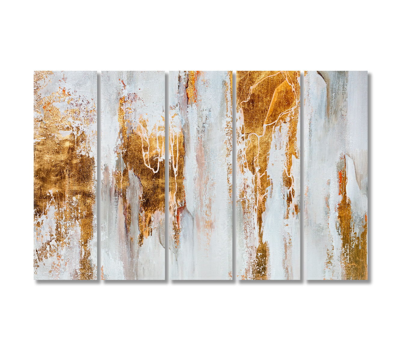 Luxury Abstract Flowing Paint Oriental Style Canvas Print-Canvas Print-CetArt-5 Panels-36x24 inches-CetArt