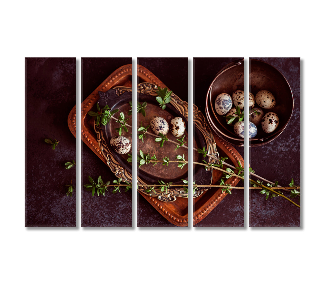 Easter Composition with Quail Eggs Canvas Print-Canvas Print-CetArt-5 Panels-36x24 inches-CetArt
