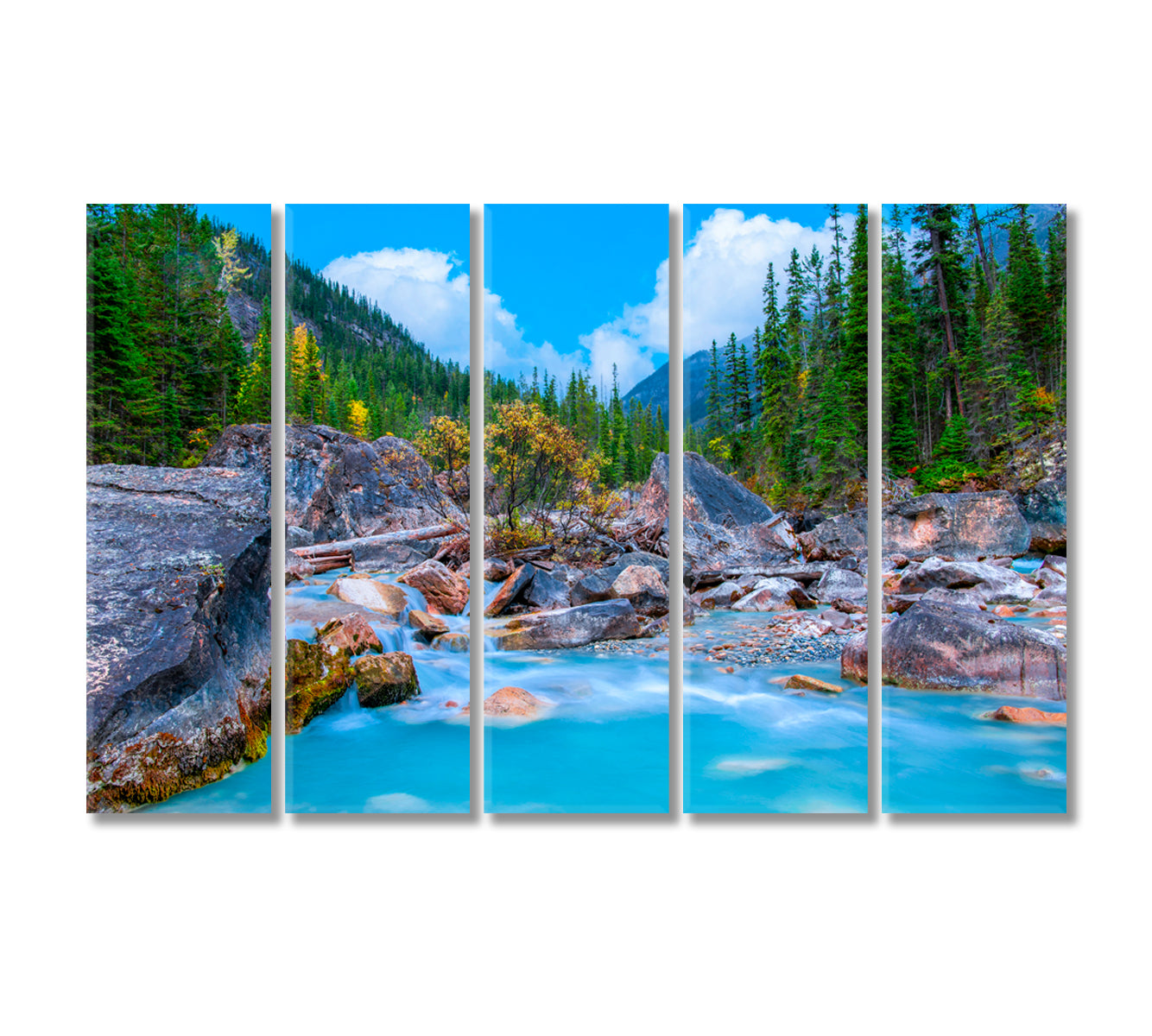 Kicking Horse River Waterfalls Banff Alberta Canada Canvas Print-Canvas Print-CetArt-5 Panels-36x24 inches-CetArt
