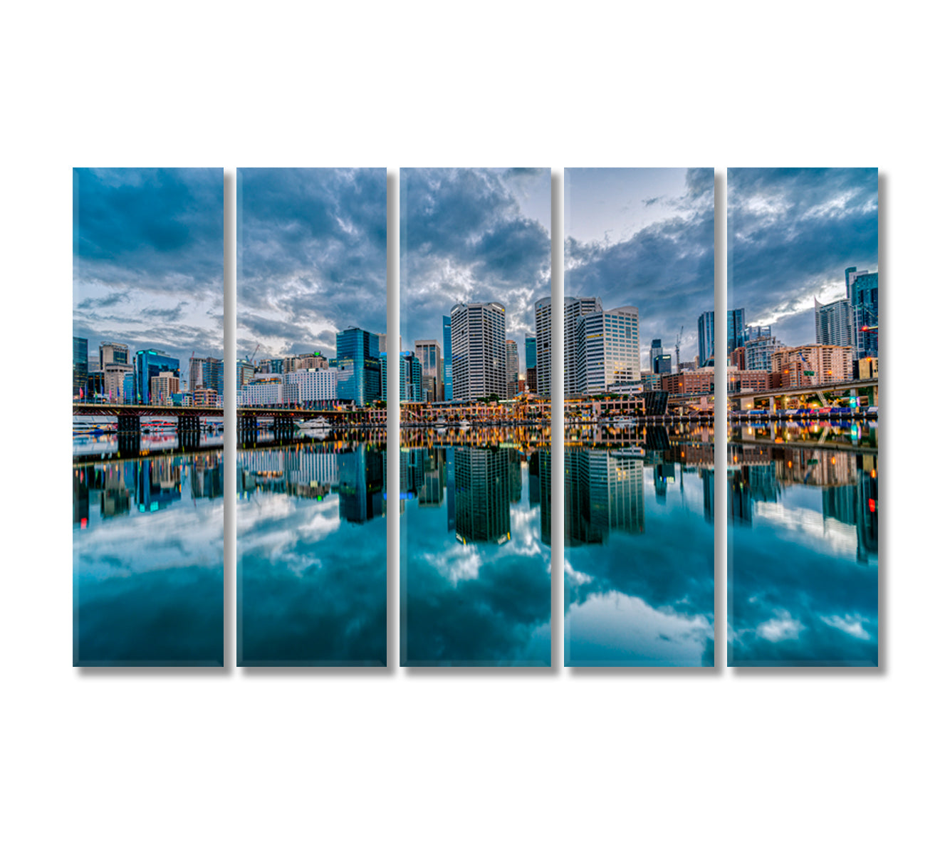 Darling Harbour Bay Sydney Australia Canvas Print-Canvas Print-CetArt-5 Panels-36x24 inches-CetArt