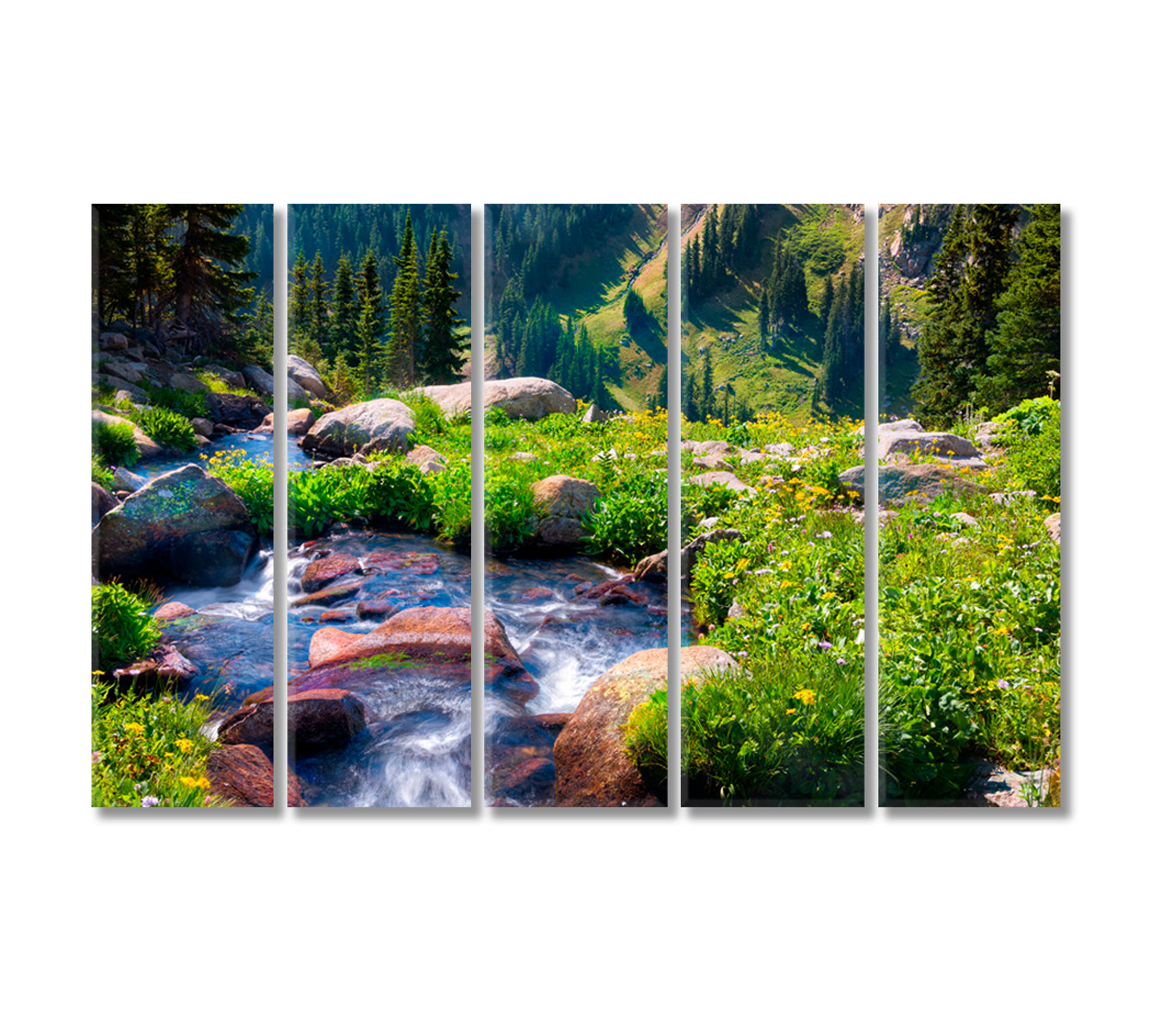 Nature Landscape with Boulder Creek River Canvas Print-Canvas Print-CetArt-5 Panels-36x24 inches-CetArt
