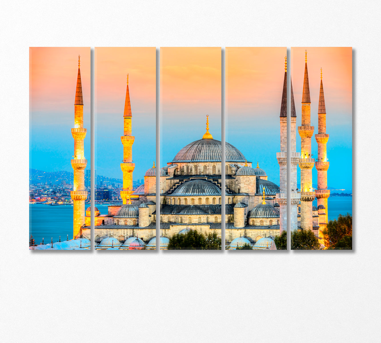 Blue Mosque Istanbul Turkey Canvas Print-Canvas Print-CetArt-5 Panels-36x24 inches-CetArt