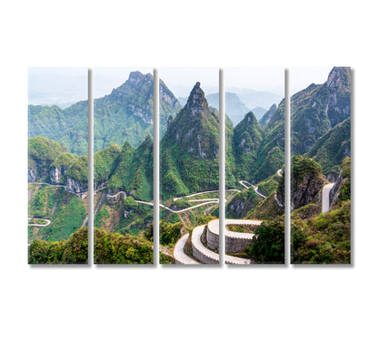 Winding Road of Tianmen Mountain Zhangjiajie National Park Hunan China Canvas Print-Canvas Print-CetArt-5 Panels-36x24 inches-CetArt
