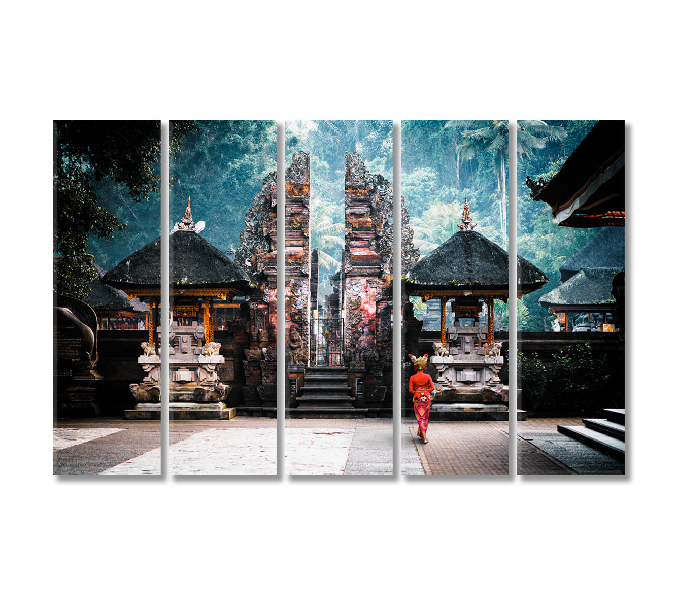 Pura Tirta Empul Temple Bali Indonesia Canvas Print-Canvas Print-CetArt-5 Panels-36x24 inches-CetArt