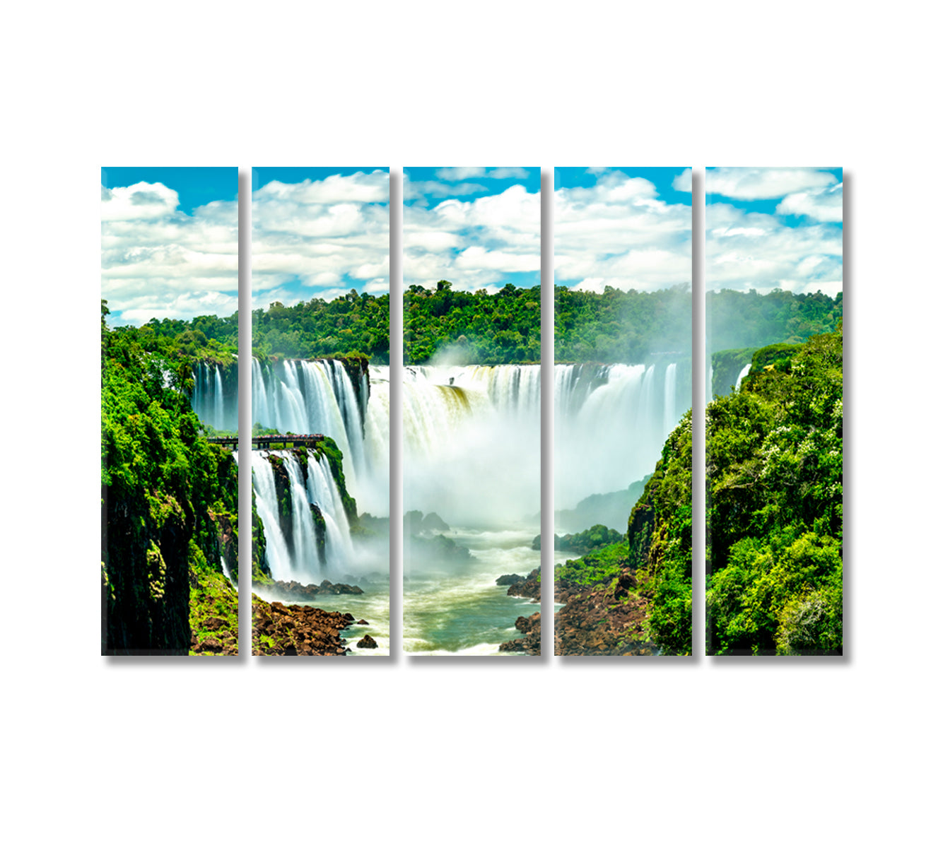 Iguazu Falls in Tropical Rainforest Argentina Canvas Print-Canvas Print-CetArt-5 Panels-36x24 inches-CetArt