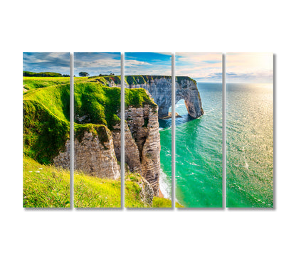 Aval Cliff Normandy France Europe Canvas Print-Canvas Print-CetArt-5 Panels-36x24 inches-CetArt