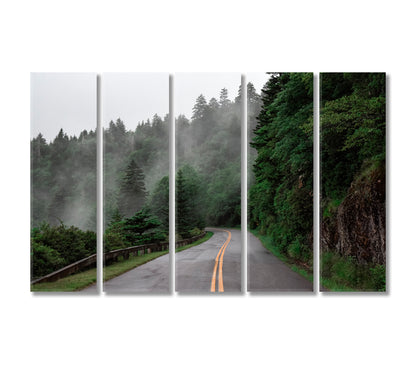 Blue Ridge Parkway on Misty Day Canvas Print-Canvas Print-CetArt-5 Panels-36x24 inches-CetArt