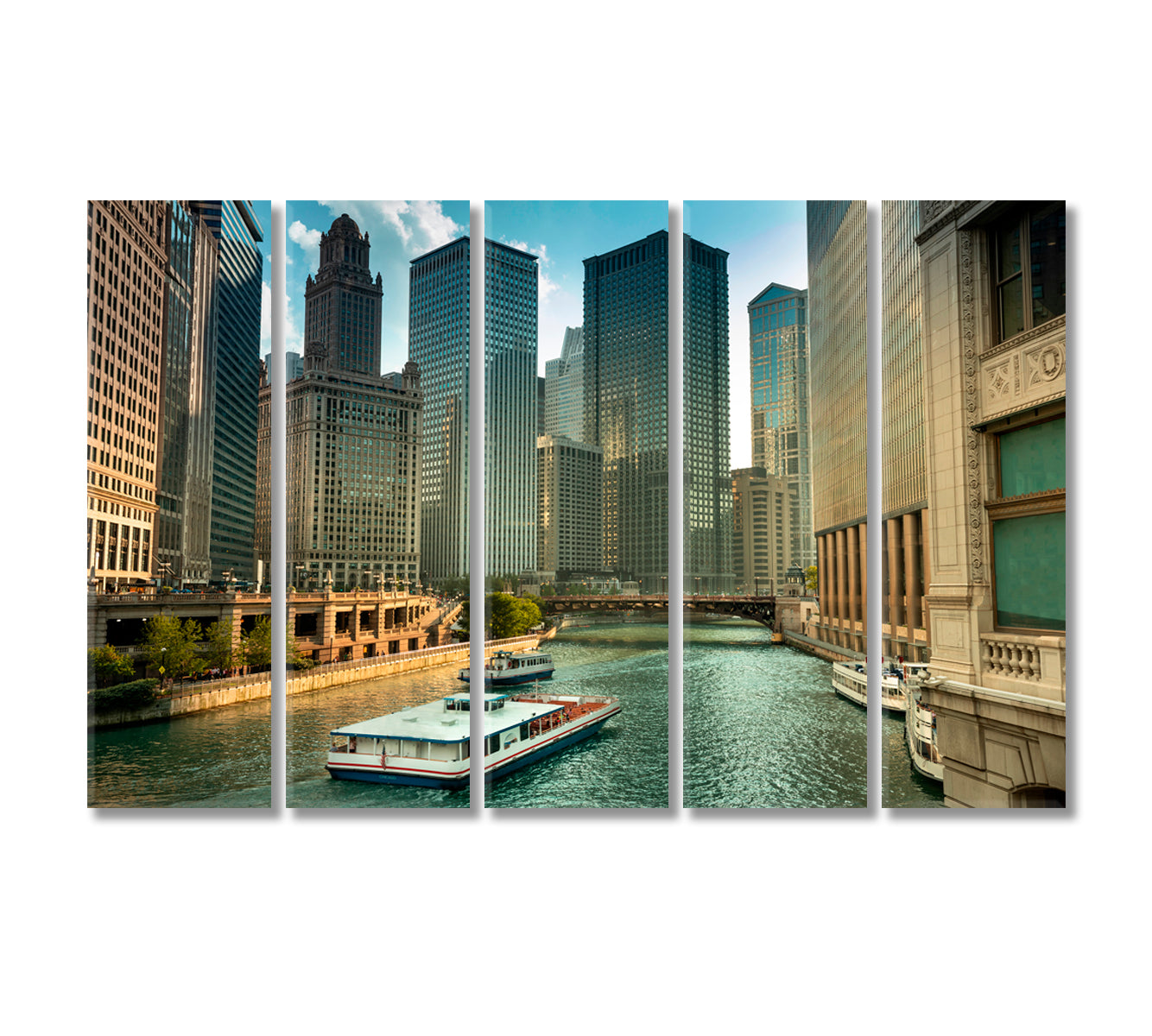 Chicago River Illinois USA Canvas Print-Canvas Print-CetArt-5 Panels-36x24 inches-CetArt