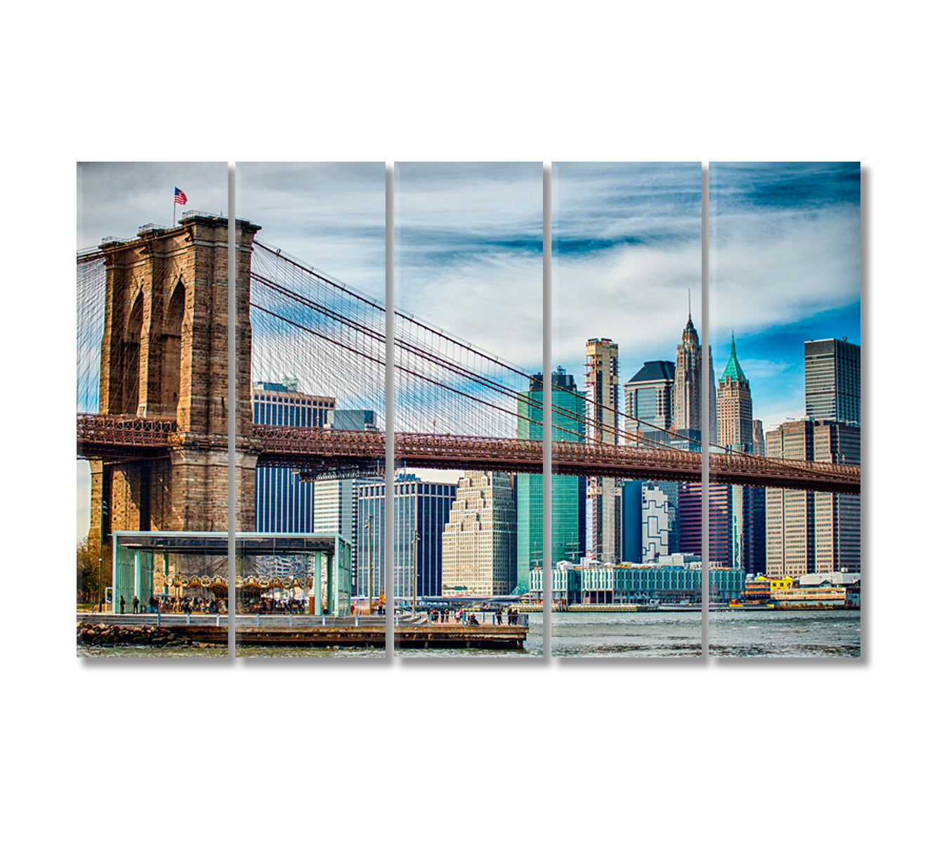 Lower Manhattan New York City Landscape Canvas Print-Canvas Print-CetArt-5 Panels-36x24 inches-CetArt