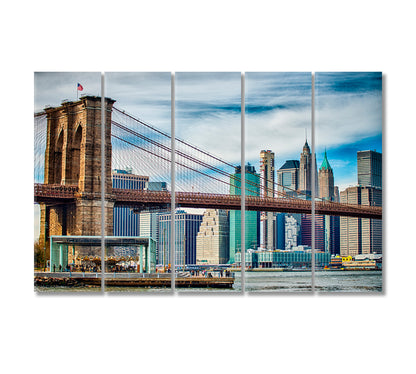 Lower Manhattan New York City Landscape Canvas Print-Canvas Print-CetArt-5 Panels-36x24 inches-CetArt