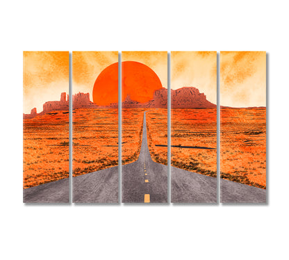 Sunset at Monument Valley USA Canvas Print-Canvas Print-CetArt-5 Panels-36x24 inches-CetArt