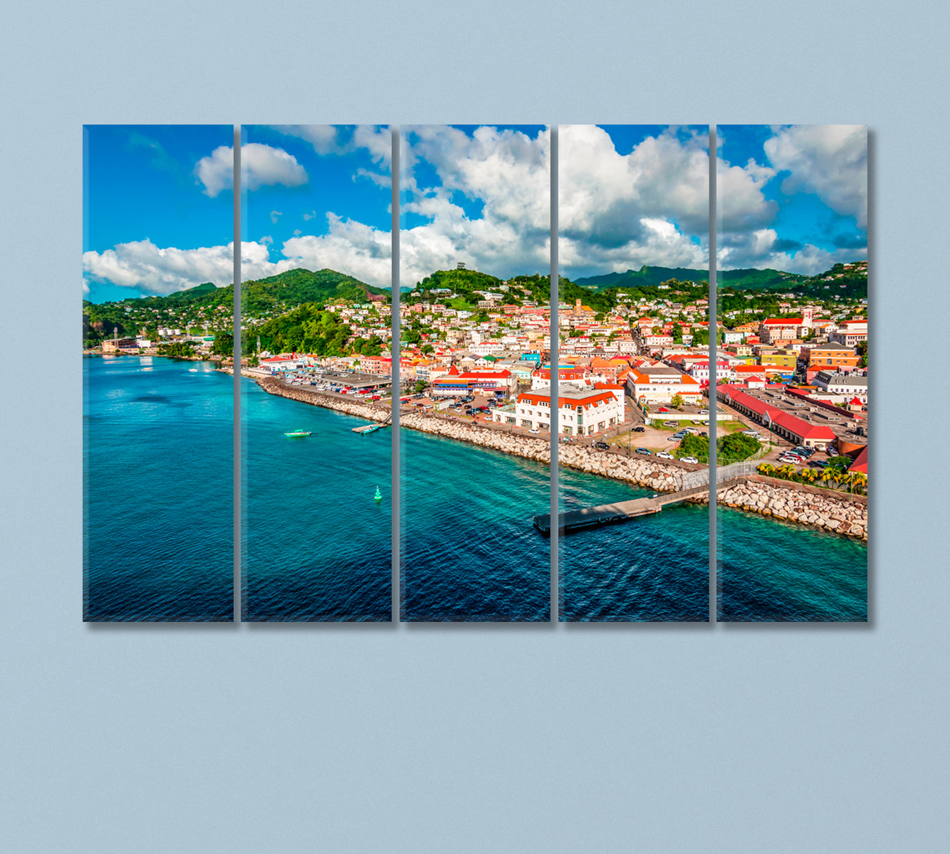 Coastal City Saint George's Grenada Caribbean Islands Canvas Print-Canvas Print-CetArt-5 Panels-36x24 inches-CetArt