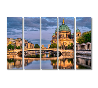 Berlin Cathedral and River Spree at Dusk Canvas Print-Canvas Print-CetArt-5 Panels-36x24 inches-CetArt