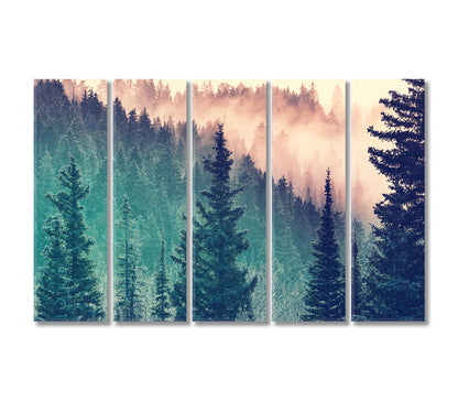 Magic Misty Forest in Morning Canvas Print-Canvas Print-CetArt-5 Panels-36x24 inches-CetArt