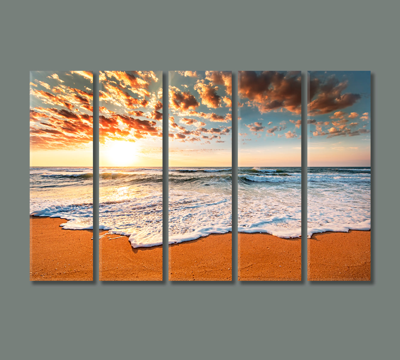 Ocean Beach Sunrise Canvas Print-Canvas Print-CetArt-5 Panels-36x24 inches-CetArt