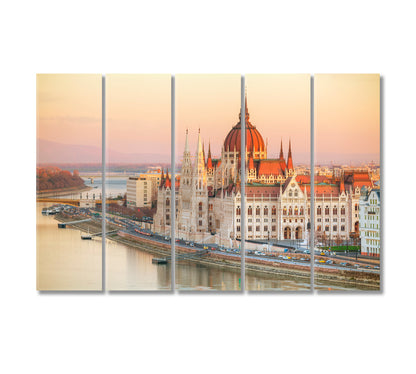 Budapest Parliament Building at Sunrise Hungary Canvas Print-Canvas Print-CetArt-5 Panels-36x24 inches-CetArt