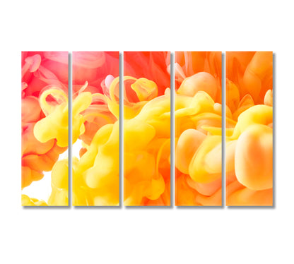 Bright Yellow and Orange Ink Drops in Water Canvas Print-Canvas Print-CetArt-5 Panels-36x24 inches-CetArt