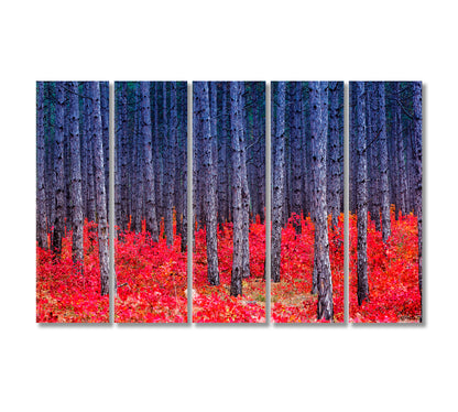 Autumn Birch Forest Canvas Print-Canvas Print-CetArt-5 Panels-36x24 inches-CetArt
