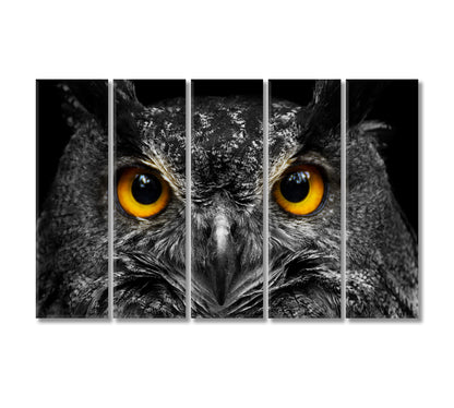 Owl in Black and White Canvas Print-Canvas Print-CetArt-5 Panels-36x24 inches-CetArt