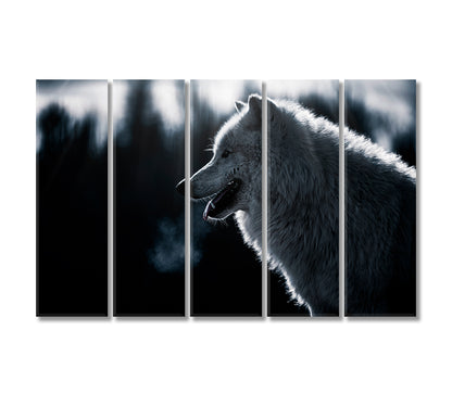 Arctic Wolf in Forest Canvas Print-Canvas Print-CetArt-5 Panels-36x24 inches-CetArt