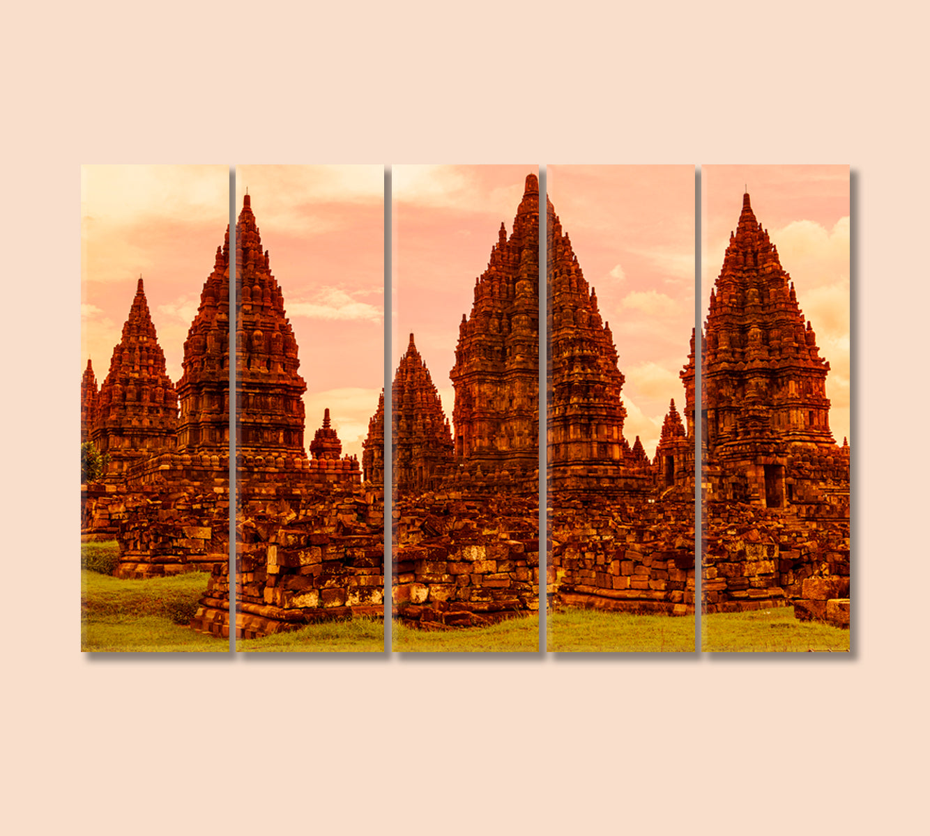 Prambanan Temple Indonesia Canvas Print-Canvas Print-CetArt-5 Panels-36x24 inches-CetArt
