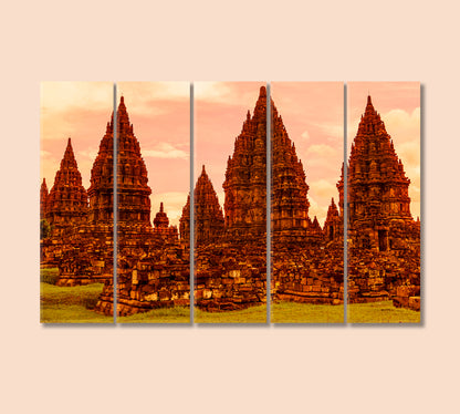 Prambanan Temple Indonesia Canvas Print-Canvas Print-CetArt-5 Panels-36x24 inches-CetArt