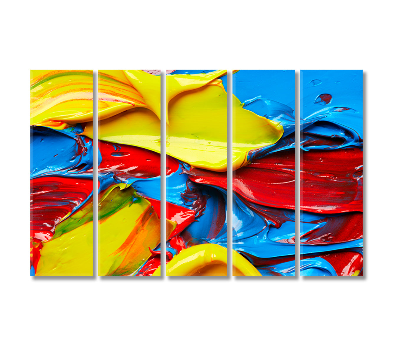Abstract Bright Blue Yellow and Red Strokes Canvas Print-Canvas Print-CetArt-5 Panels-36x24 inches-CetArt
