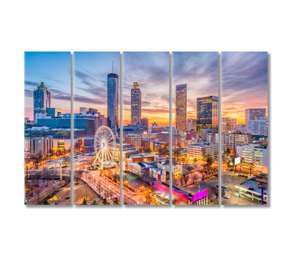 Downtown Atlanta USA Canvas Print-Canvas Print-CetArt-5 Panels-36x24 inches-CetArt