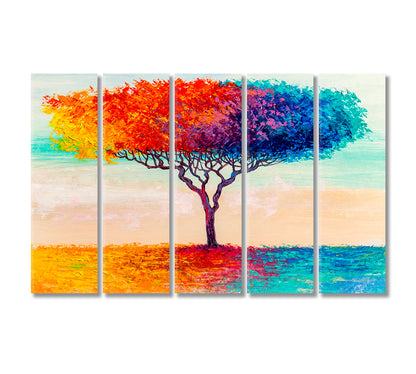 Colorful Abstract Tree Canvas Print-Canvas Print-CetArt-5 Panels-36x24 inches-CetArt