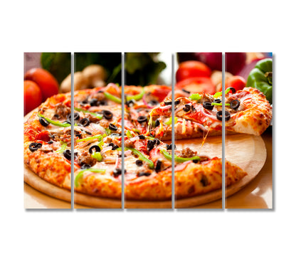 Tasty Pizza with Olives Canvas Print-Canvas Print-CetArt-5 Panels-36x24 inches-CetArt