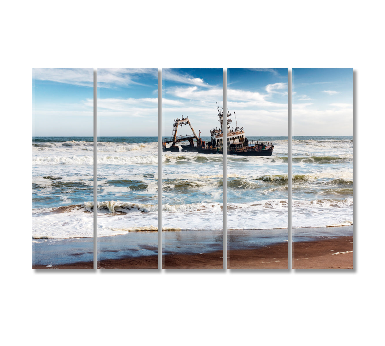 Shipwreck on Skeleton Coast in Atlantic Ocean Canvas Print-Canvas Print-CetArt-5 Panels-36x24 inches-CetArt
