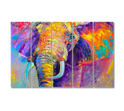 Abstract Colorful Elephant Canvas Print-Canvas Print-CetArt-5 Panels-36x24 inches-CetArt