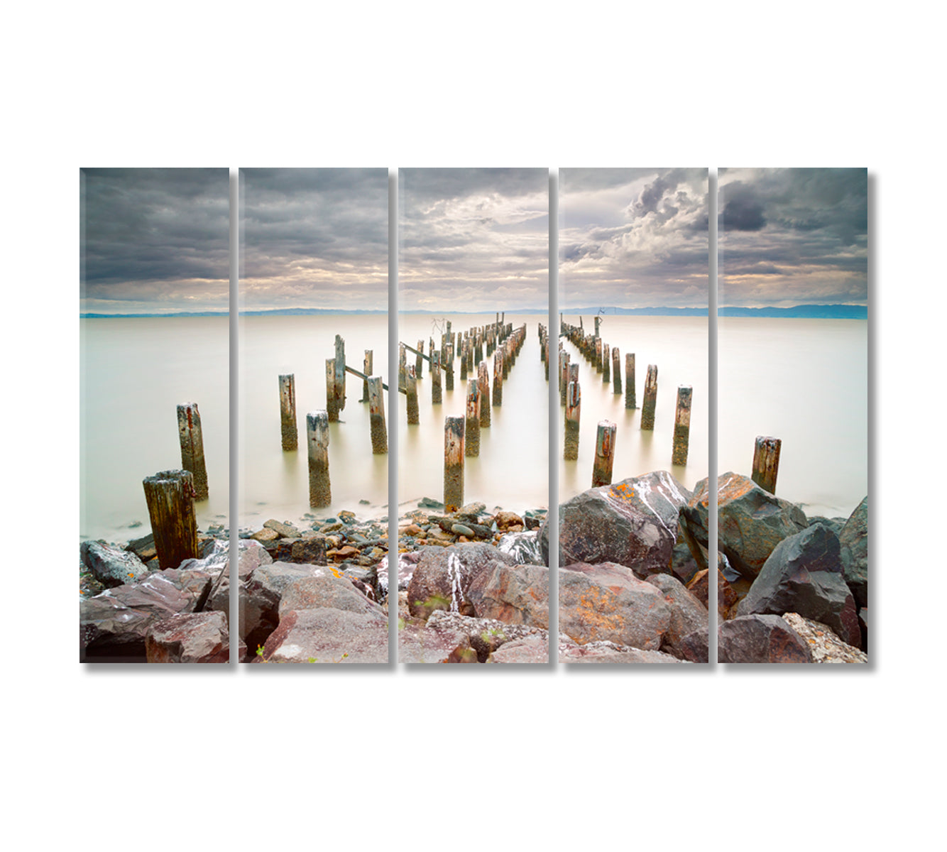 Old Jetty at Thames Canvas Print-Canvas Print-CetArt-5 Panels-36x24 inches-CetArt