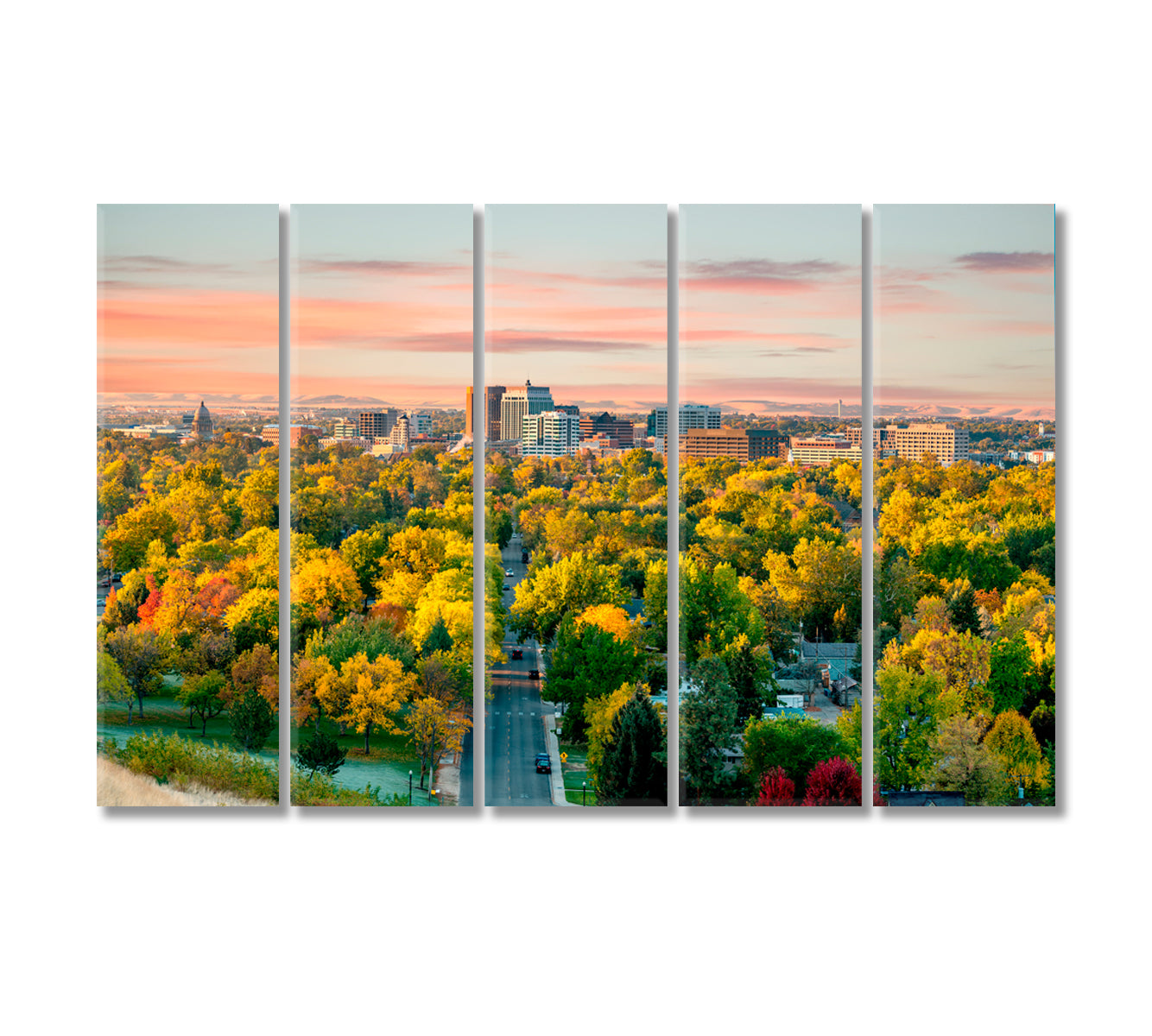 City of Trees Boise Idaho in the Fall Canvas Print-Canvas Print-CetArt-5 Panels-36x24 inches-CetArt