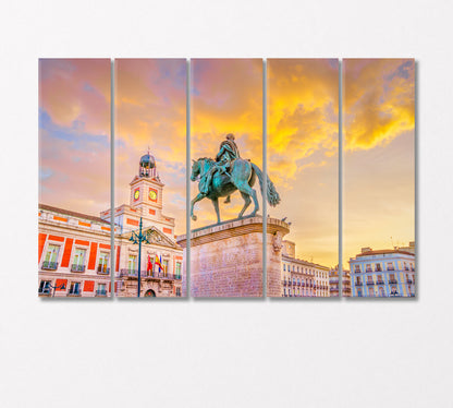 Puerta Del Sol Madrid Spain Canvas Print-Canvas Print-CetArt-5 Panels-36x24 inches-CetArt