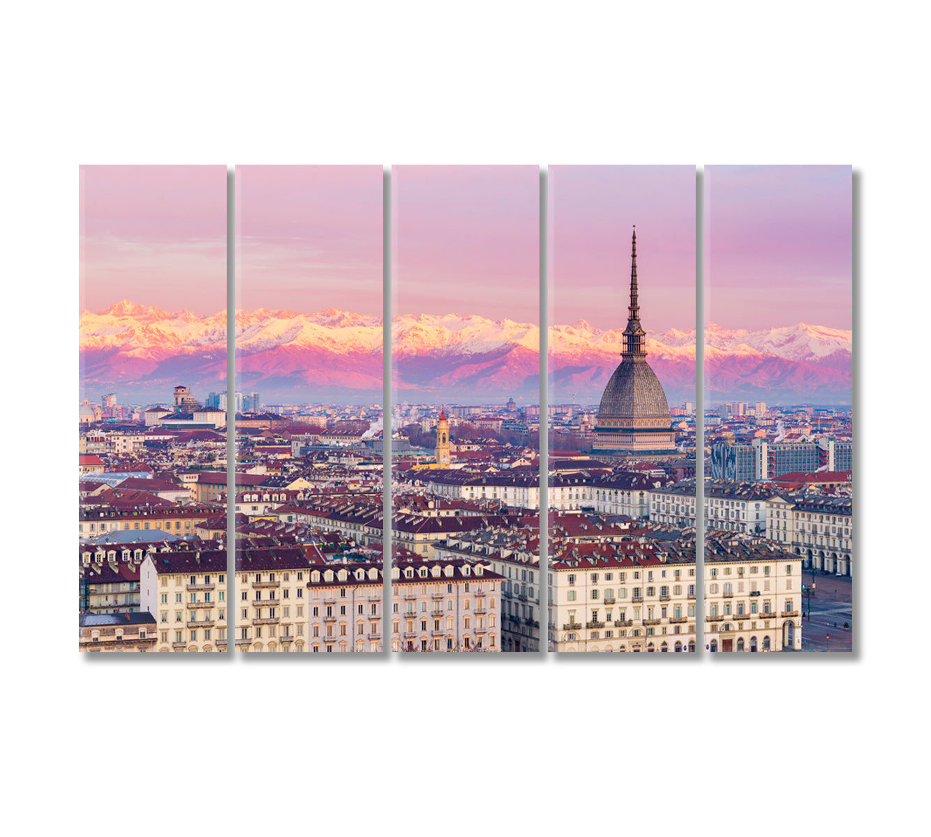 Turin City and Mole Tower Italy Canvas Print-Canvas Print-CetArt-5 Panels-36x24 inches-CetArt