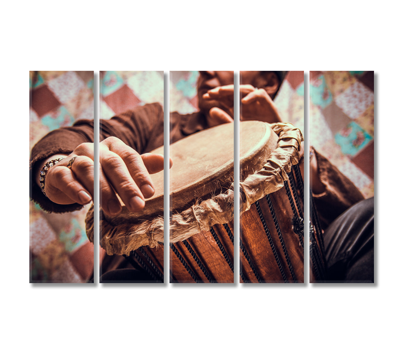Ethnic Musical Instrument Djembe Canvas Print-Canvas Print-CetArt-5 Panels-36x24 inches-CetArt