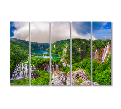 Waterfalls in Plitvice Park Croatia Canvas Print-Canvas Print-CetArt-5 Panels-36x24 inches-CetArt