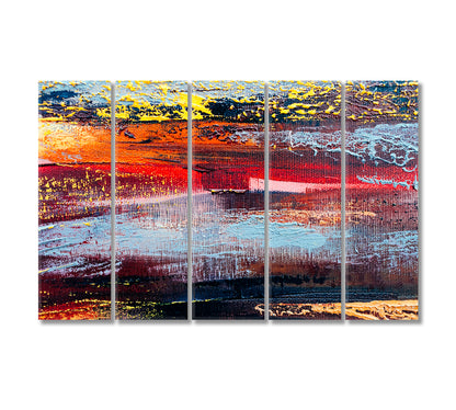 Modern Abstract Oil Brush Strokes Canvas Print-Canvas Print-CetArt-5 Panels-36x24 inches-CetArt