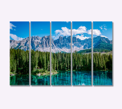 Crystal Blue Lake in Dolomites Italy Canvas Print-Canvas Print-CetArt-5 Panels-36x24 inches-CetArt