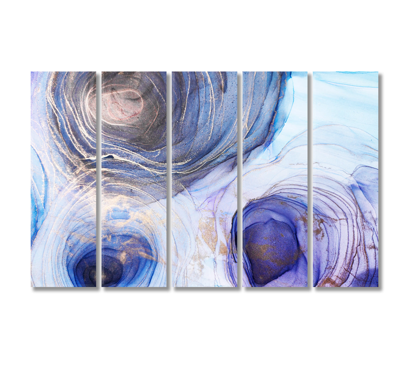 Stunning Abstract Blue Circles Canvas Print-Canvas Print-CetArt-5 Panels-36x24 inches-CetArt