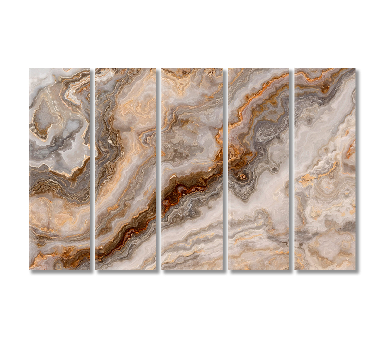 Beautiful Abstract Gray Marble with Gold Veins Canvas Print-Canvas Print-CetArt-5 Panels-36x24 inches-CetArt