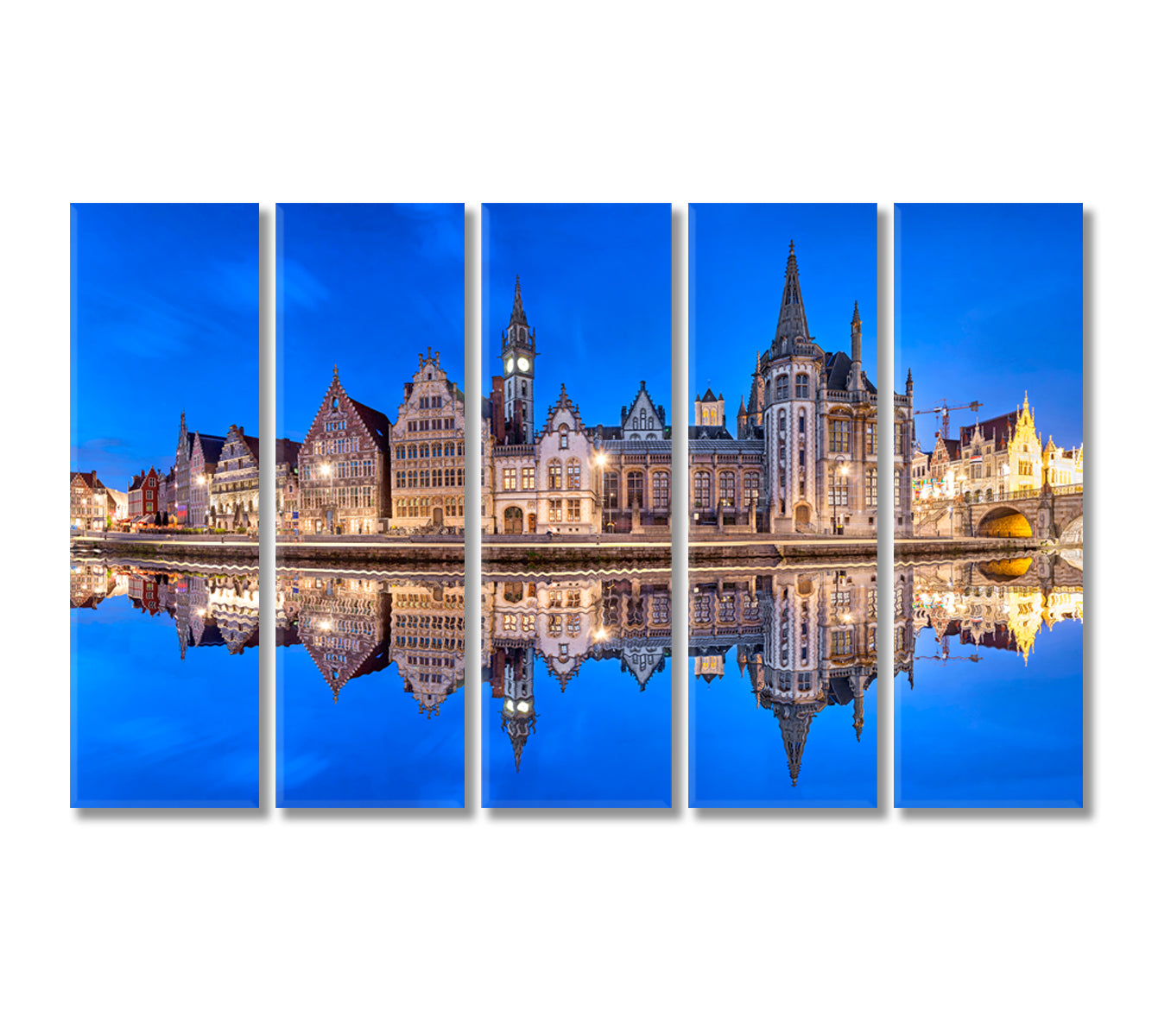 Ghent Reflecting in Water Flanders Belgium Canvas Print-Canvas Print-CetArt-1 Panel-24x16 inches-CetArt