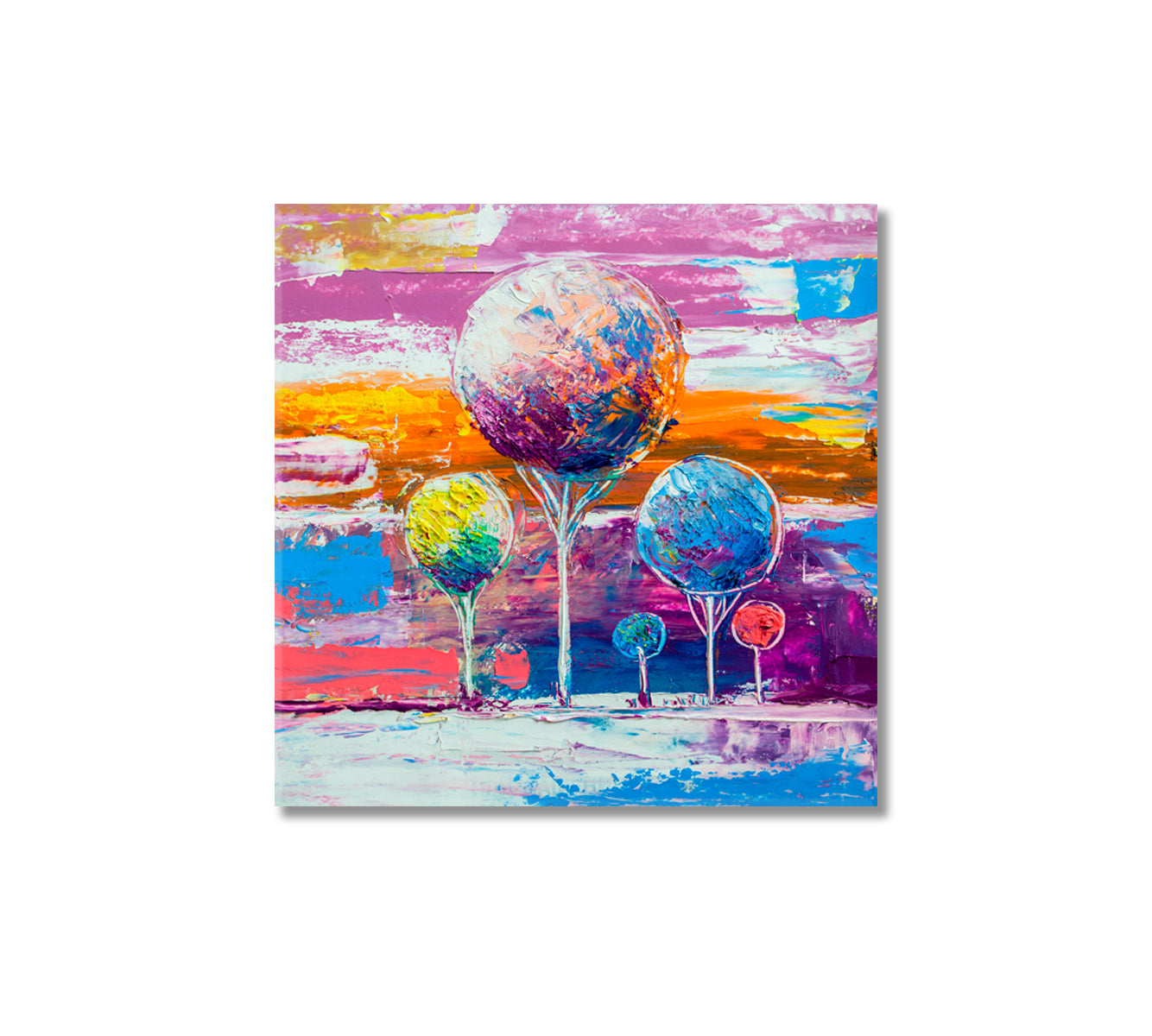 Abstract Multicolor Trees Canvas Print-Canvas Print-CetArt-1 panel-12x12 inches-CetArt
